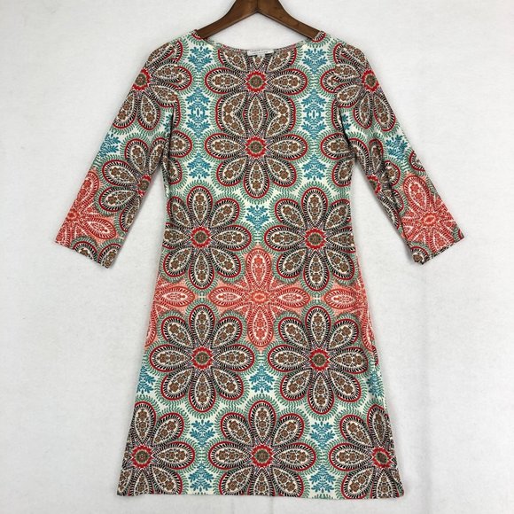 London Style Dresses & Skirts - London Style Women's Size 4 Multi-Color Printed 3/4 Sleeve Slinky Mini Dress